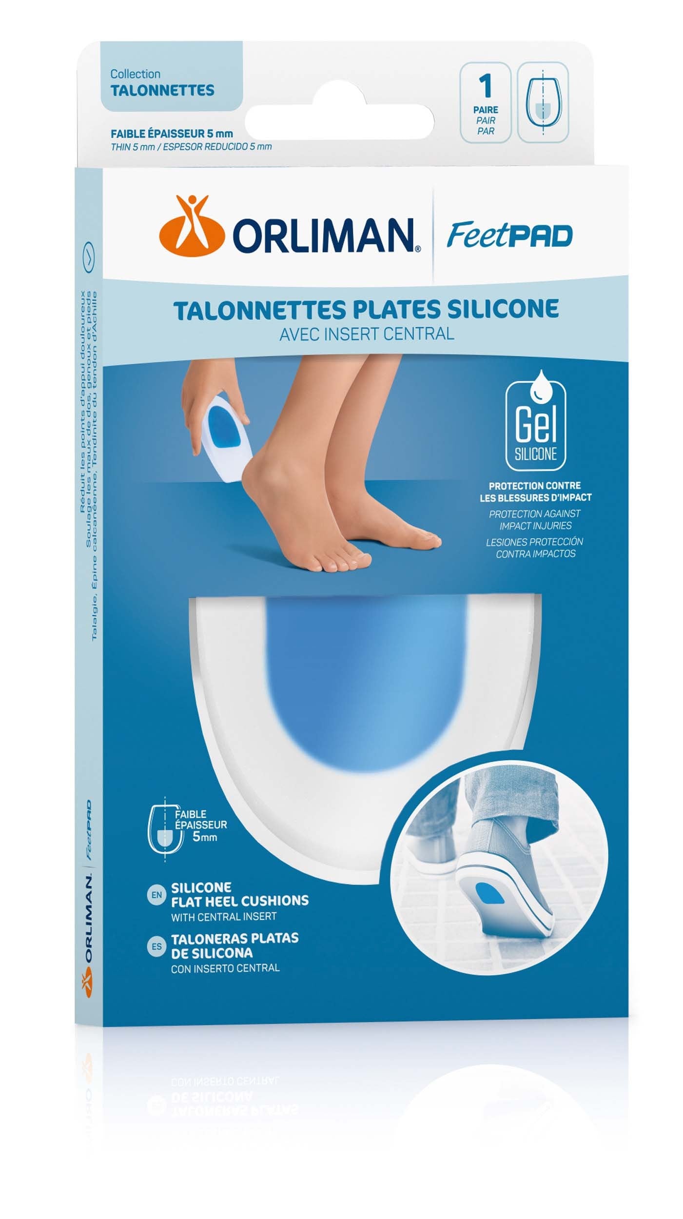 Talonnette Plate Silicone Insert Central FEETPAD - 4 Tailles - Orliman