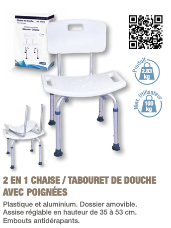 Chaise de Douche 2 en 1 - DOCCEA - My Médical