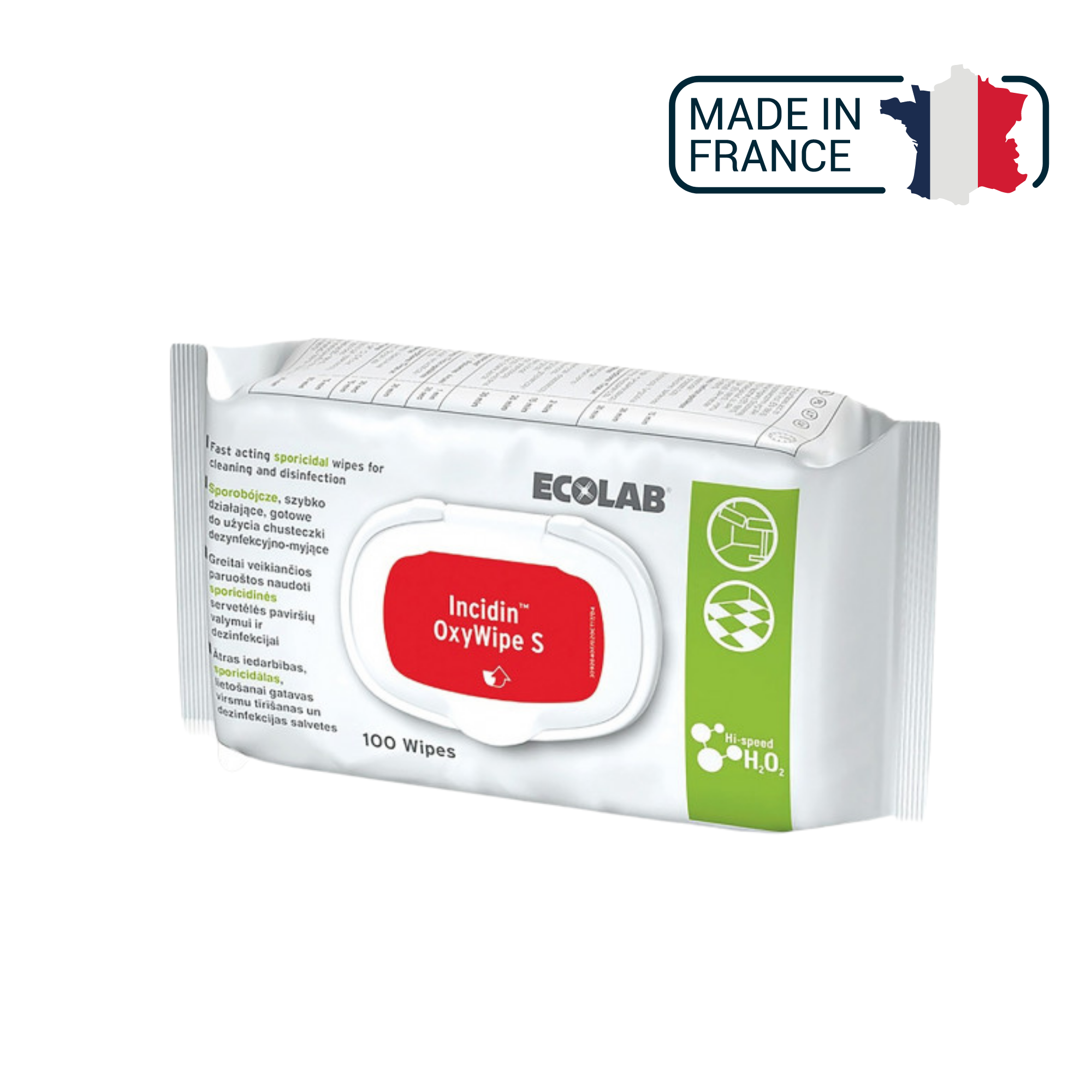 Sachet de 100 lingettes Incidin Oxywipe S - Ecolab by Anios