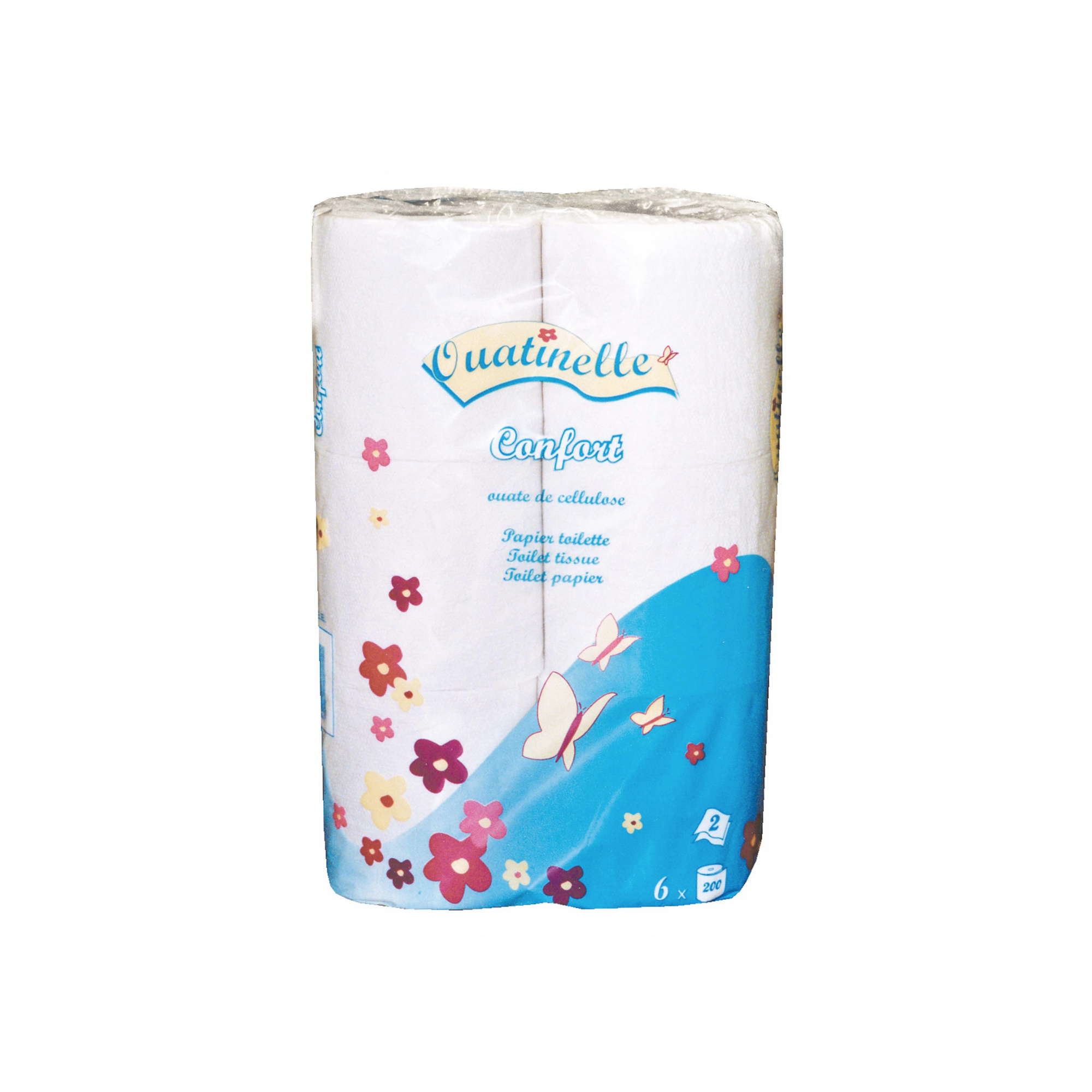 Papier toilette gaufré blanc 2 plis - 200 feuilles - 6 rouleaux