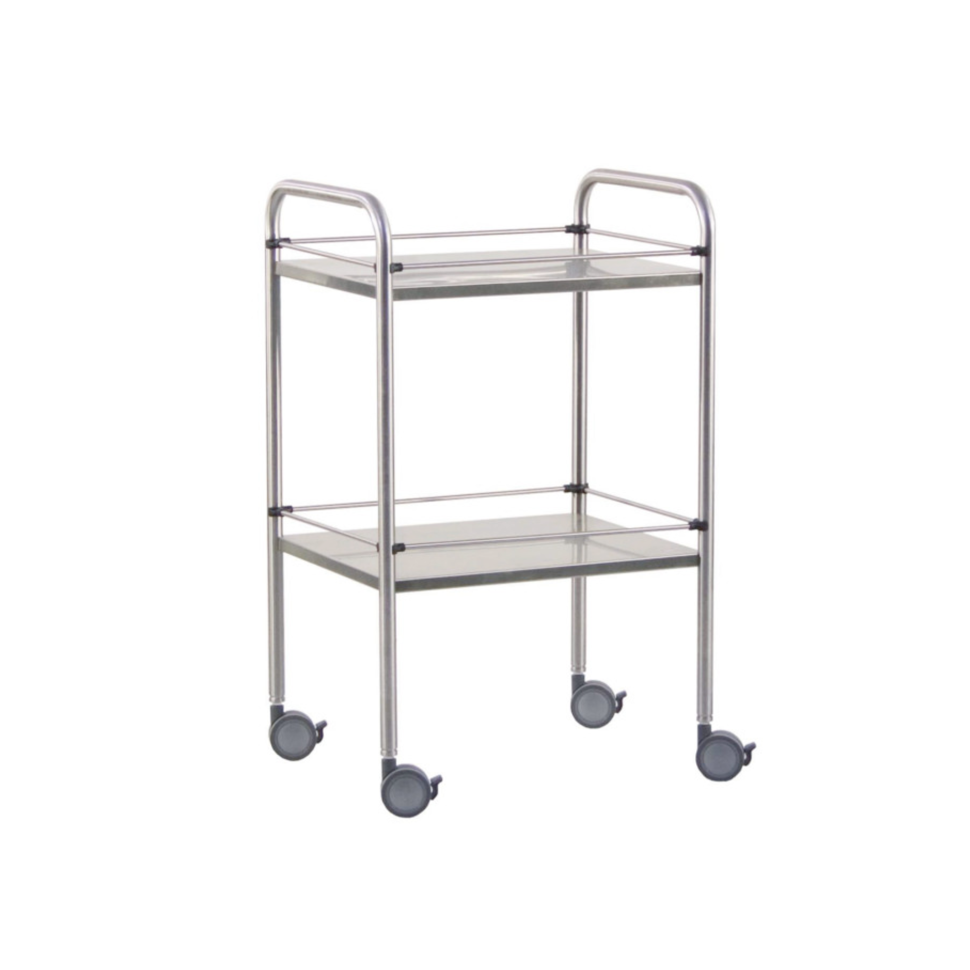 Guéridon en inox - 2 plateaux - 70 x 50 x 80 cm - Galeries amovibles