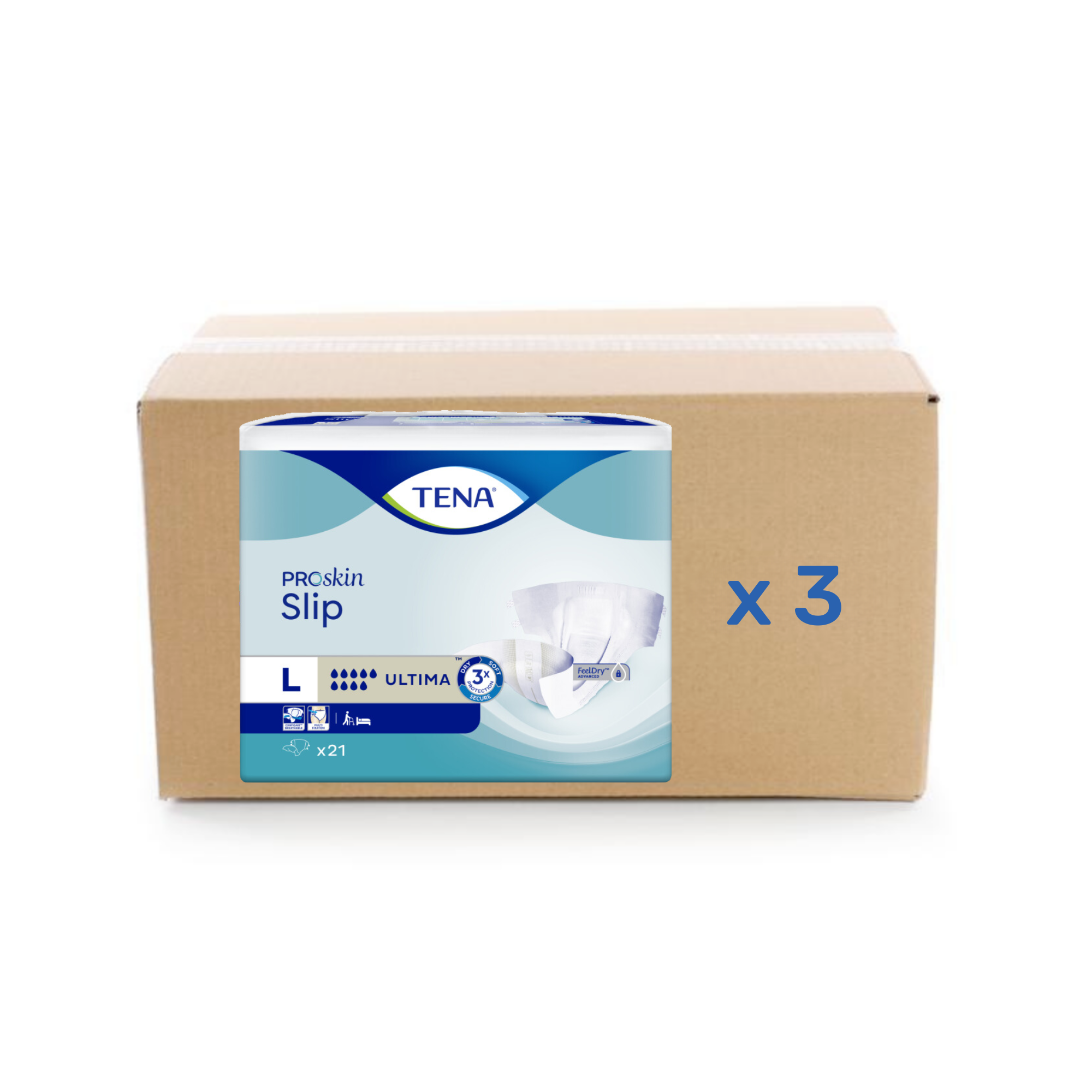 Tena Slip Proskin Ultima - 9 gouttes - L - carton 3X21U - Tena