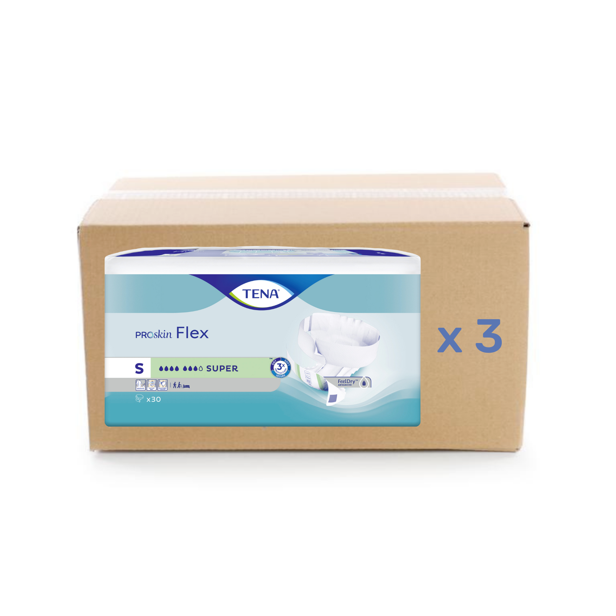 Change Tena Flex Proskin - Super 7 gouttes - S - carton 3x30U - Tena