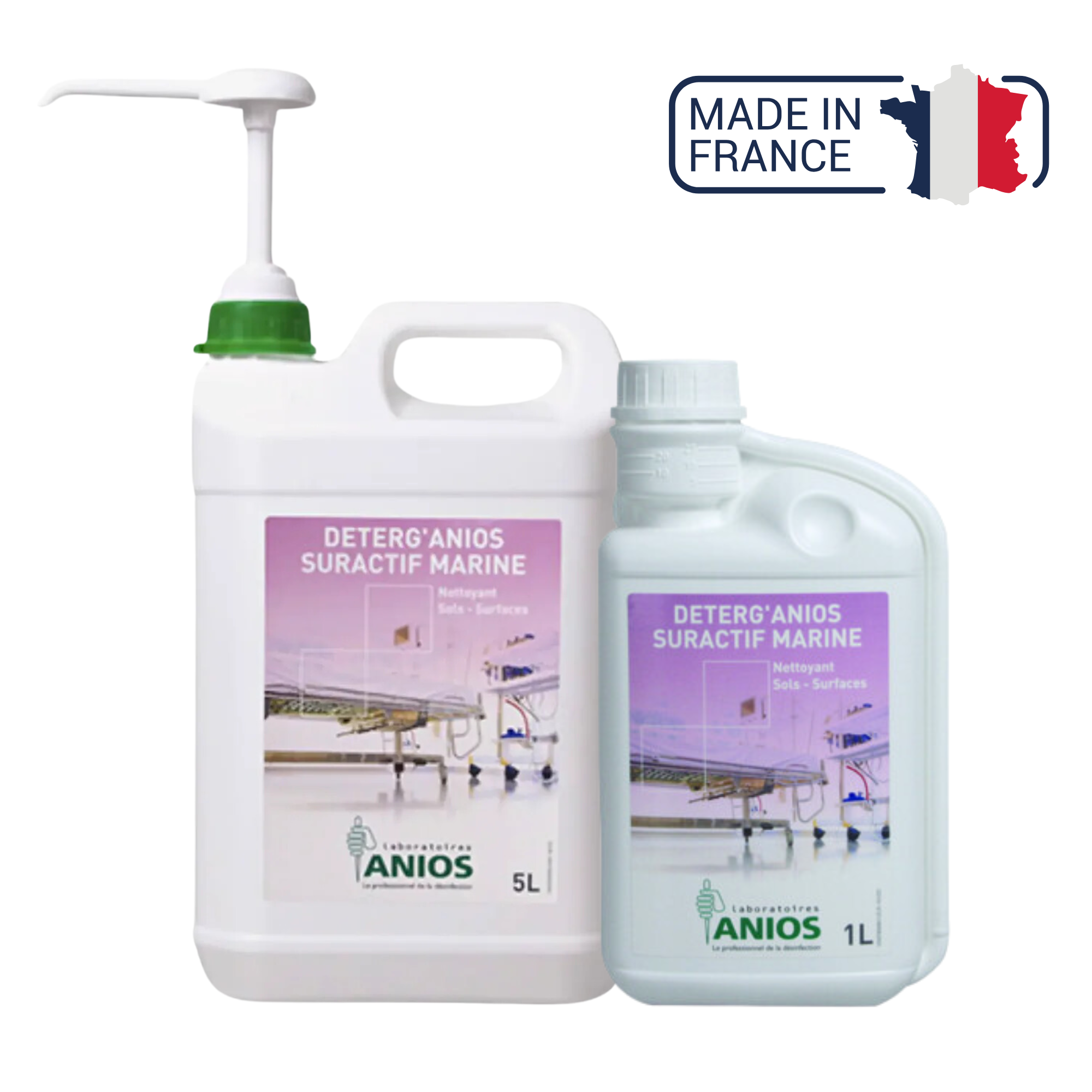 Deterg'anios suractif Marine - Sols et Surfaces - Effet mouillant, dispersant et solubilisant - 1L ou 5L - Anios